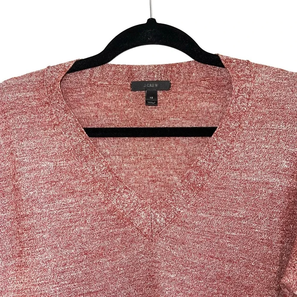 J. Crew Rust Orange Heathered Wool & Linen Blend V-neck Sweater Xsmall Women’s